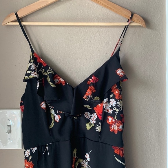 Floral Sleeveless Faux Wrap High Low Romper Dress - Picture 1 of 8